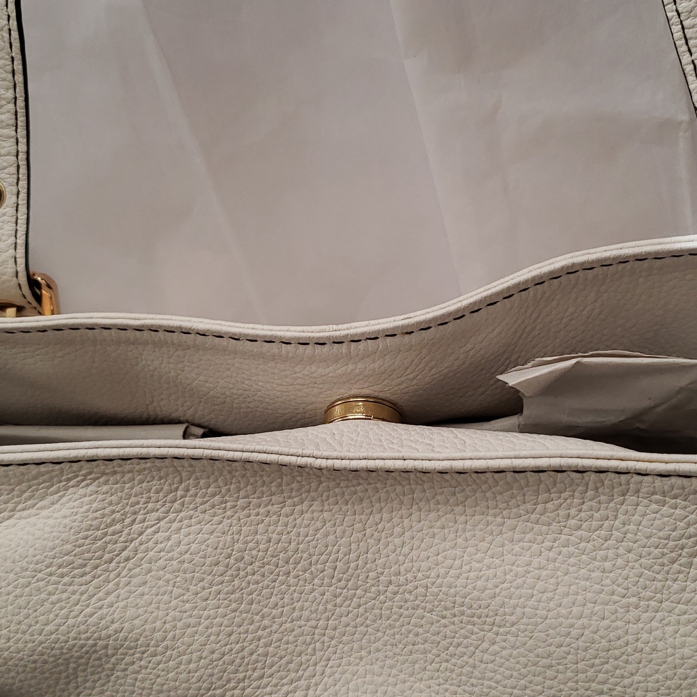 New Bag Leather Satchel Shopper Tote WHITE HandBag Purse NWT - Picture 11 of 16